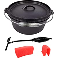 Los mejores  - Horno holandés de hierro fundido (Pretratado) - 3.9 L- Levantador de tapa - Ollas de hierro